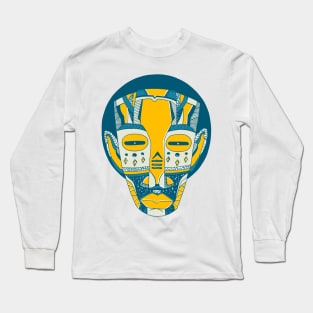 Retro Wave African Mask No 3 Long Sleeve T-Shirt